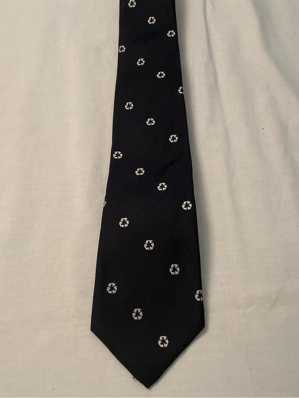 Black Tie with Small White Geometric Motif